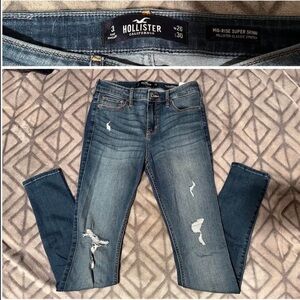 Hollister Blue Mid-Rise Super Skinny Jeans